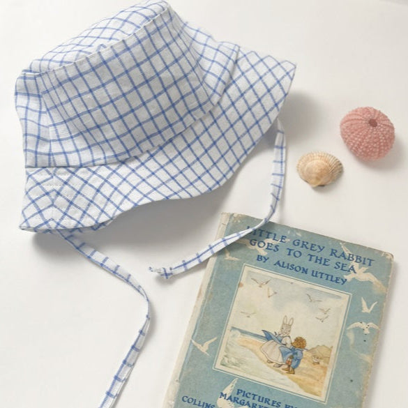 Bucket Hat in Blue Plaid Check
