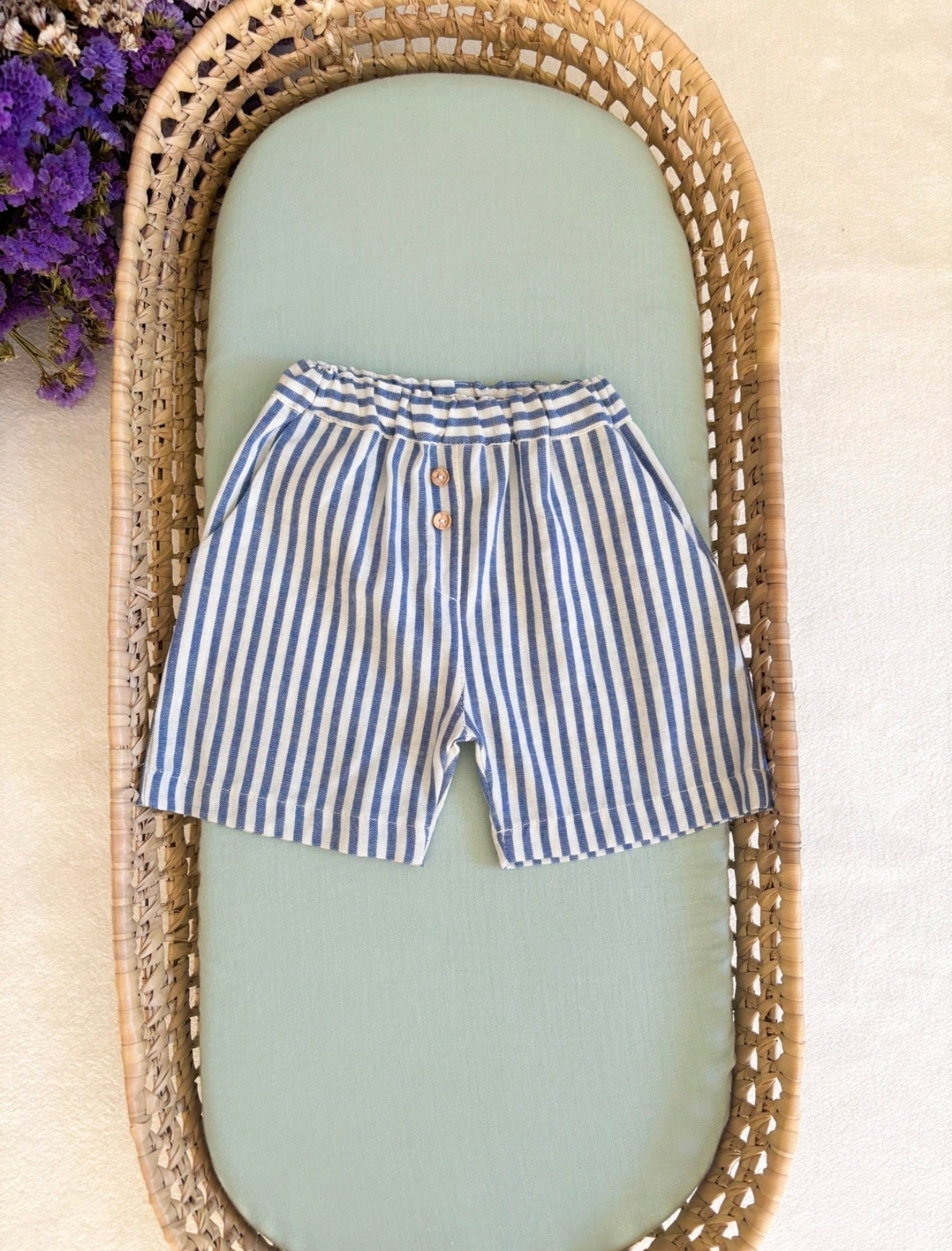 Blue striped shorts