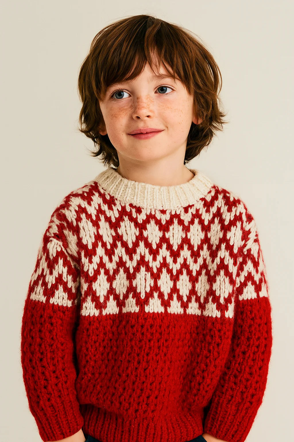 Vintage Red Merino Hand-Knitted Sweater