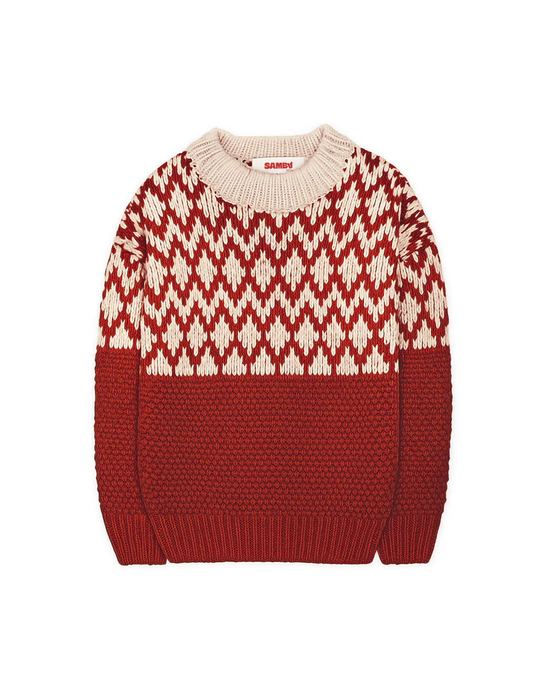 Vintage Red Merino Hand-Knitted Sweater