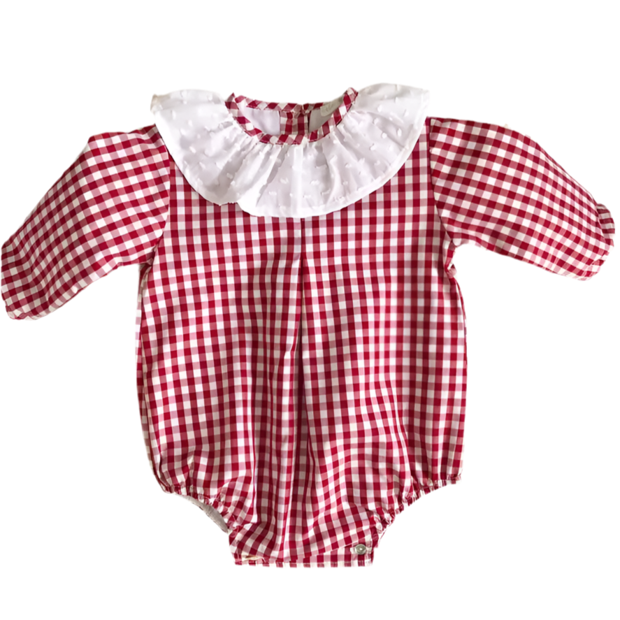 Red Vichy Gingham Romper