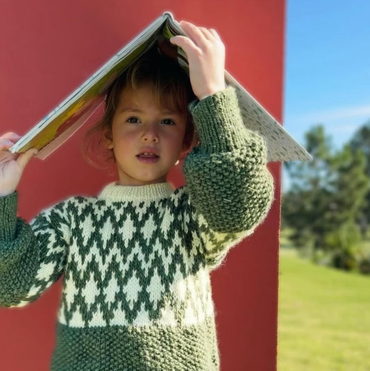 Vintage Green Merino Hand-Knitted Sweater