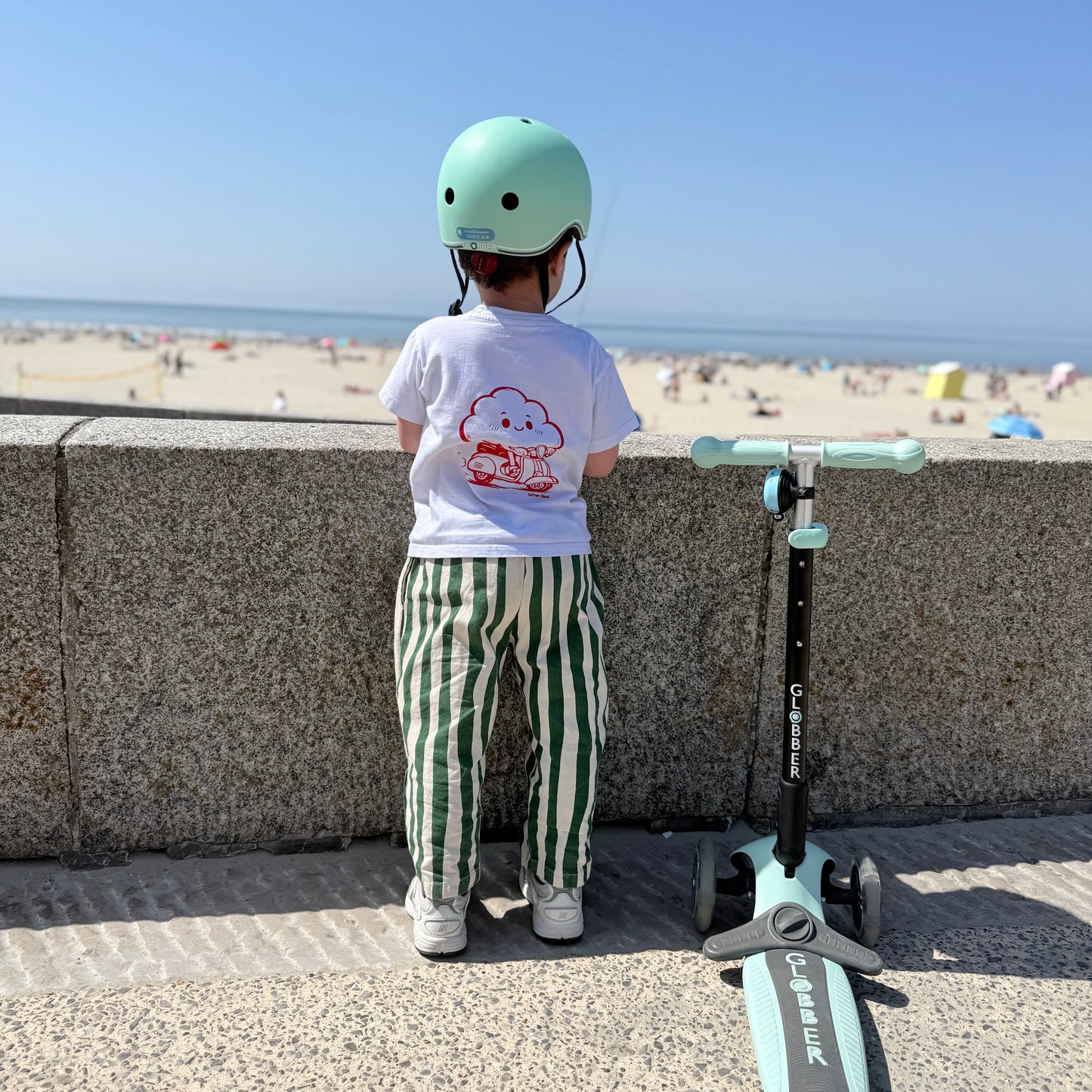 Green & Cream Striped Unisex Pants