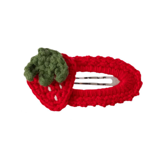 Emily, the Strawberry knitted hair clip