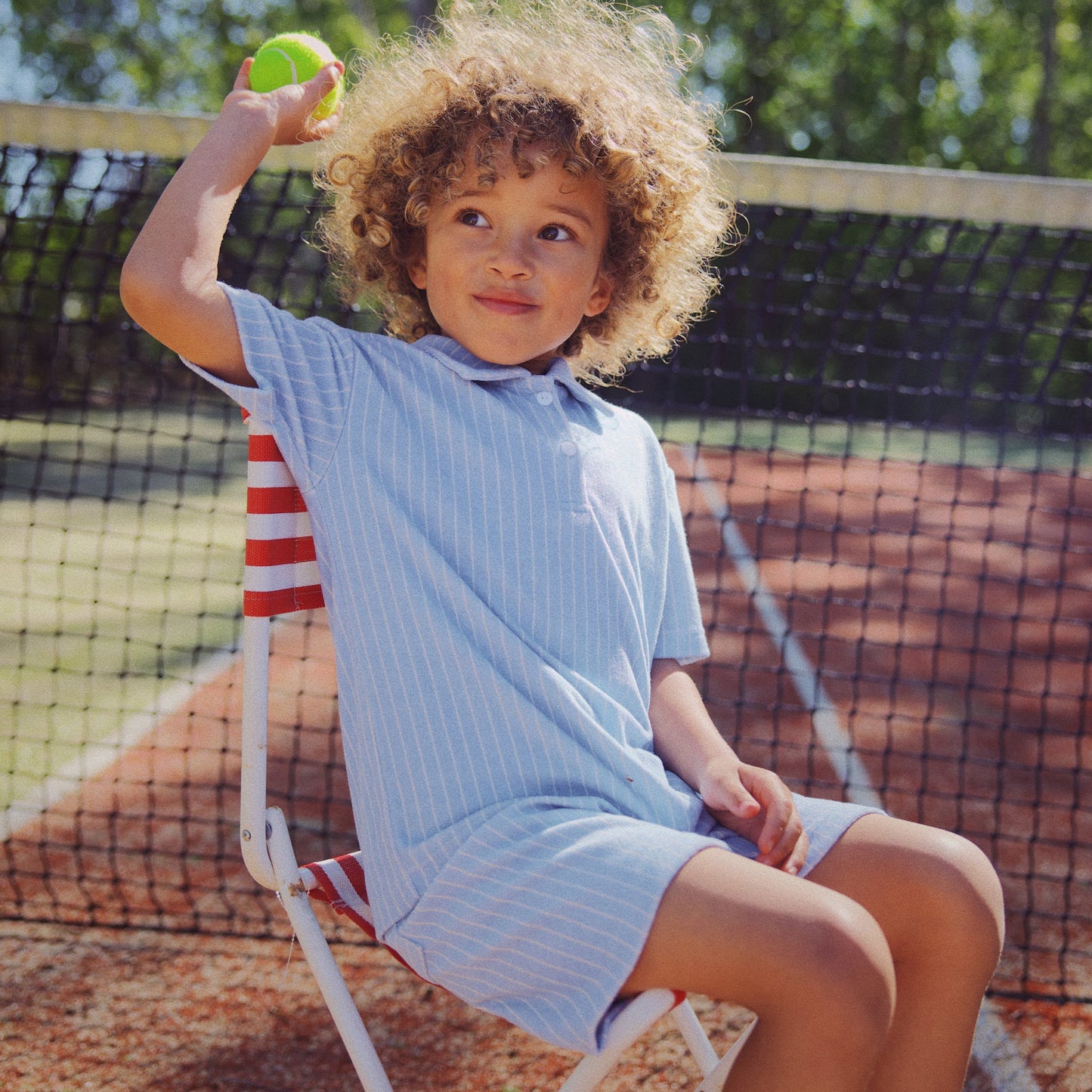 Blue Soft Terry Jersey Striped Shorts