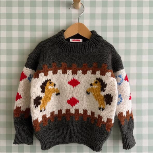 Horse Green Merino Hand-Knitted Sweater