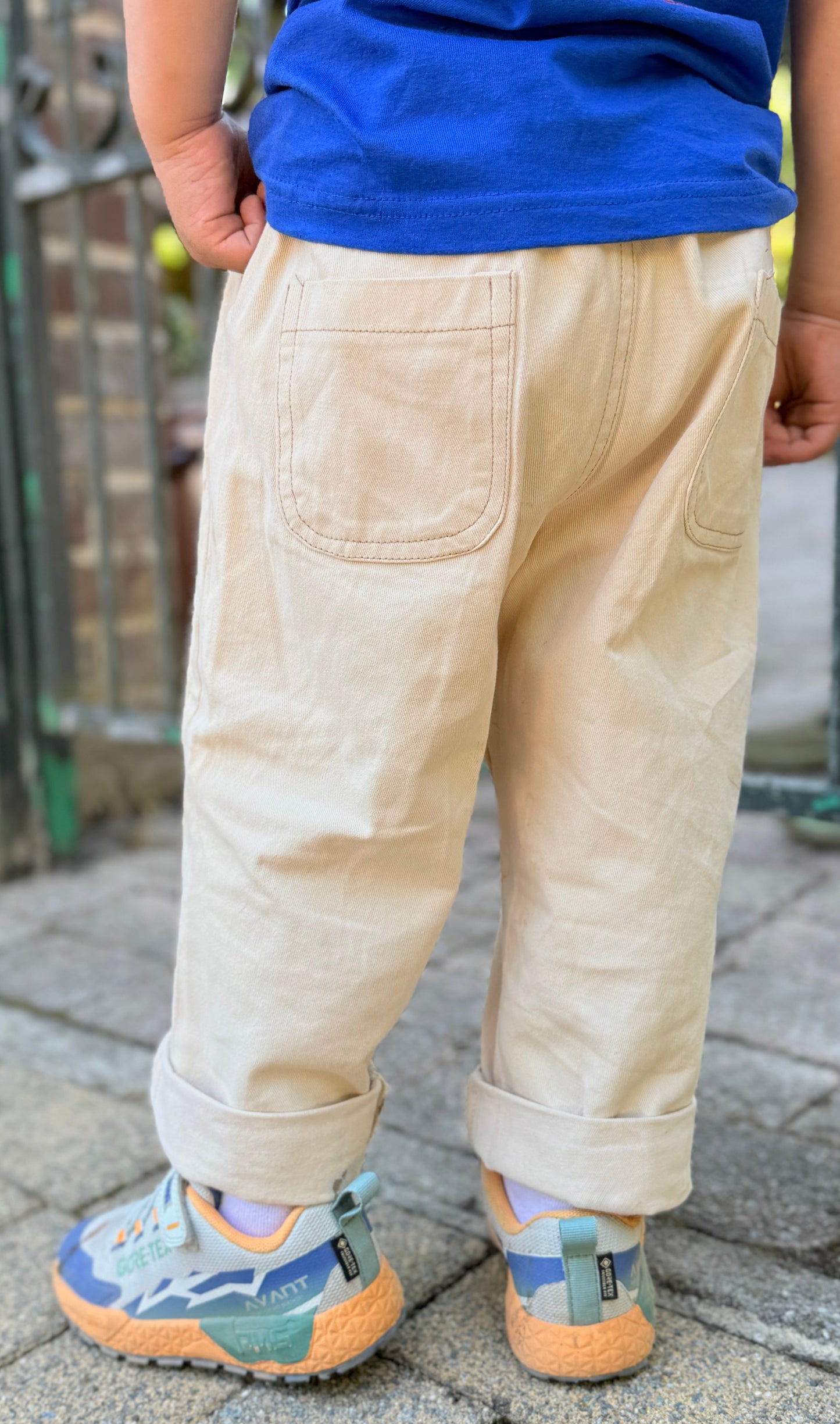 Cream Oversized Elastic Waistband Jeans