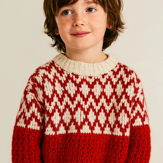 Vintage Red Merino Hand-Knitted Sweater