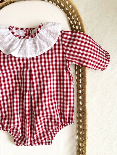 Red Vichy Gingham Romper