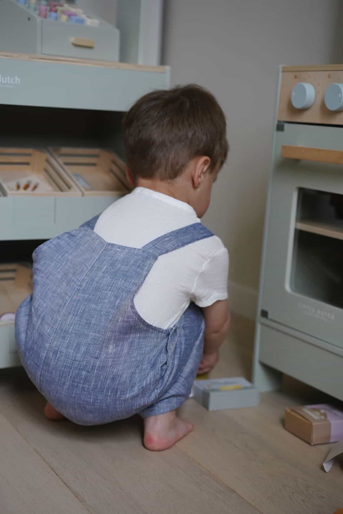 Blue Linen Dungaree