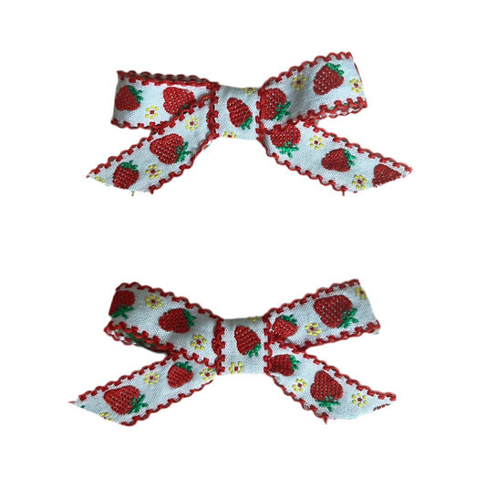 Mini Strawberry Bow Hair Clips