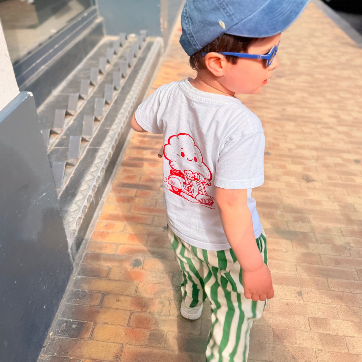 Green & Cream Striped Unisex Pants