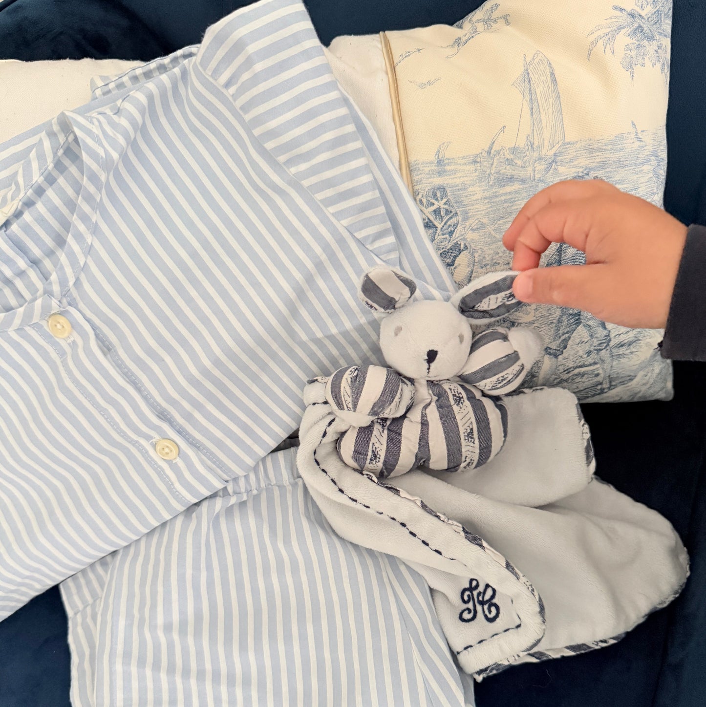 Blue Stripe Ruffle Pyjama Set - Boy
