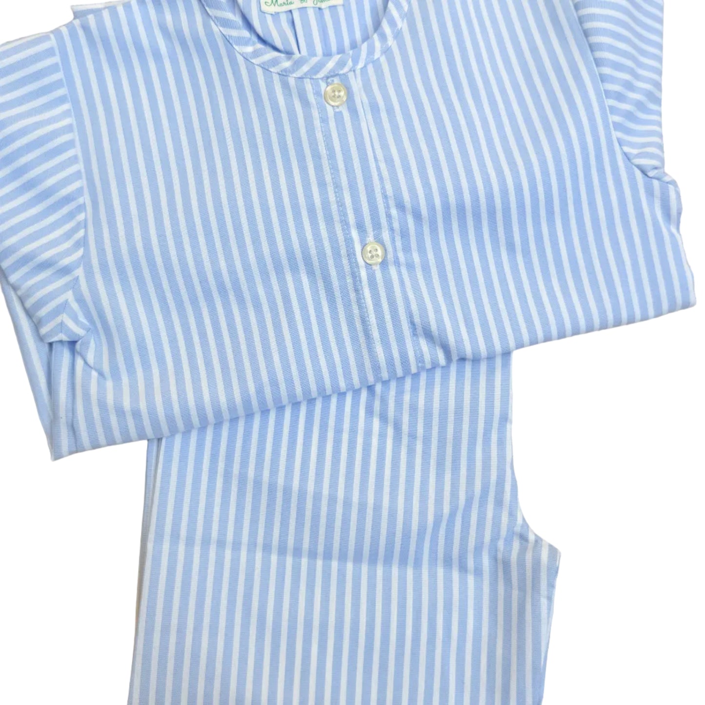 Blue Stripe Ruffle Pyjama Set - Boy