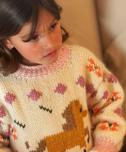 Horse Pink Merino Hand-Knitted Sweater
