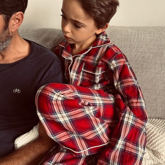 Boy Ruffled Tartan Pajama Set