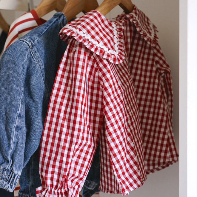 Red Vichy Blouse (mom version)